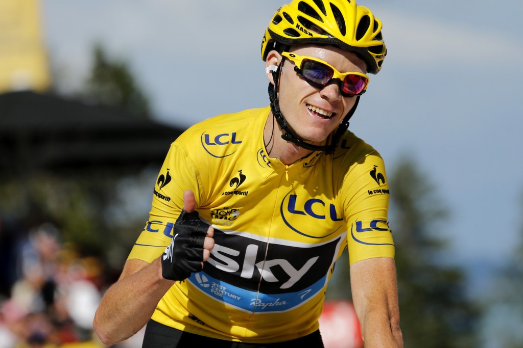Chris Froome 2013 Tour de France da sarı mayosu ile...